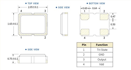 低功耗晶振&mdash;1CKL - 尺寸图